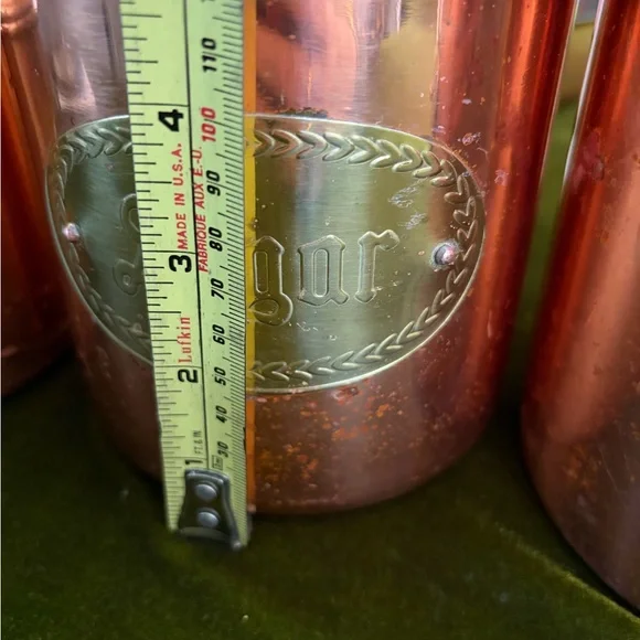 Vintage Copper Canister Set with Gold Accents from Portugal - Picture 4 of 16